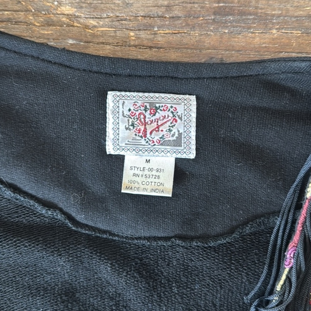 Vintage Joyou Fringe Cotton Western Bolero Jersey Knit Removeable Shoulder Pads - Picture 8 of 11